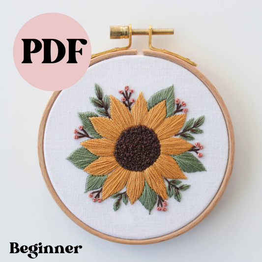 PDF ‘Beginner Sunflower’ Embroidery Pattern