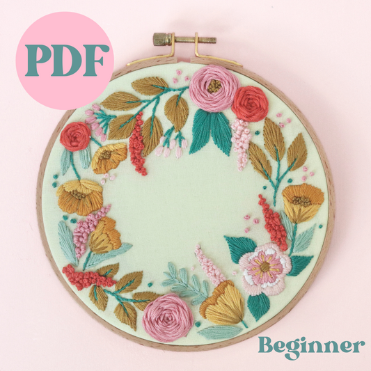 PDF 'Poppies and Petals' 6” Embroidery Pattern
