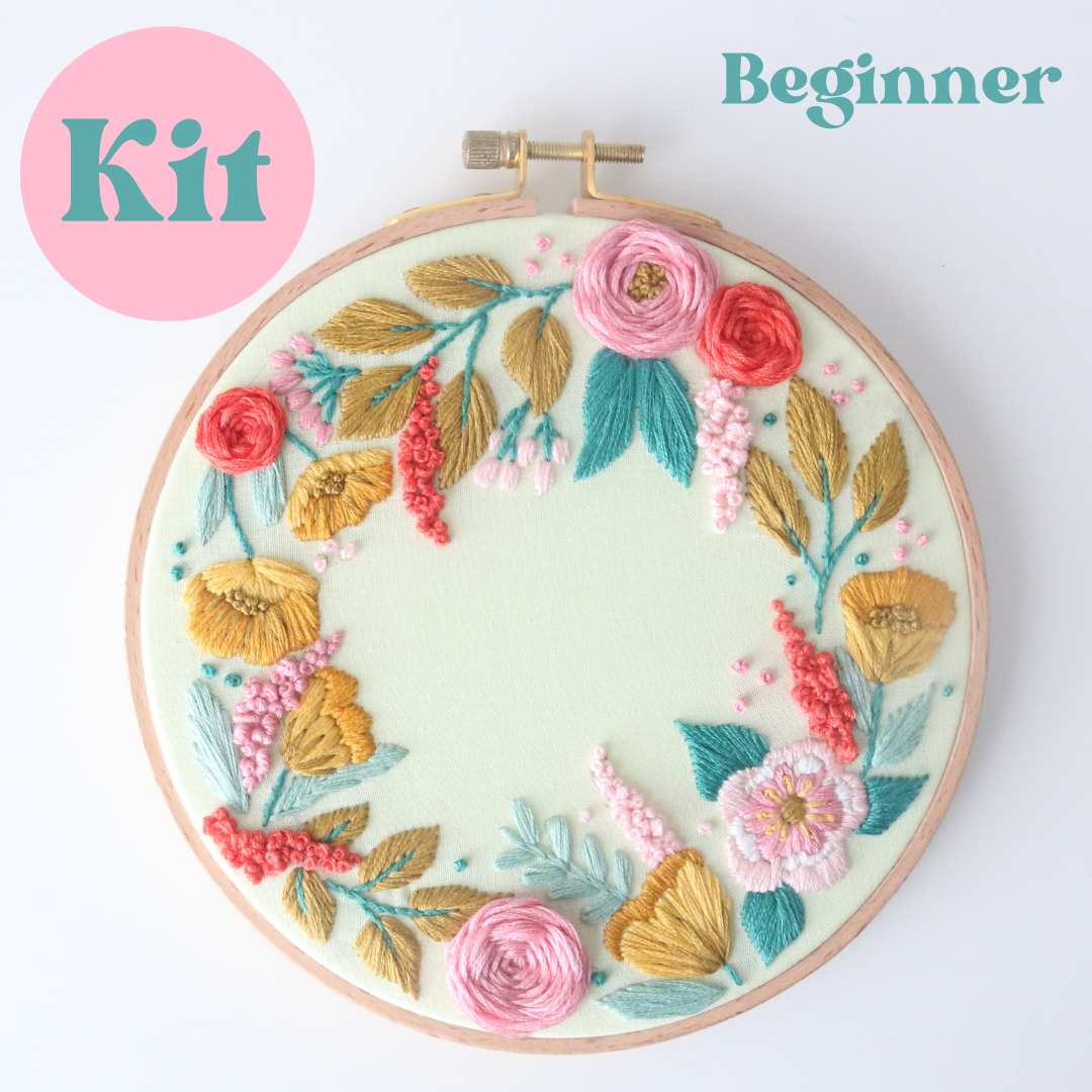 6" Poppies and Petals Floral Embroidery Kit - Beginner