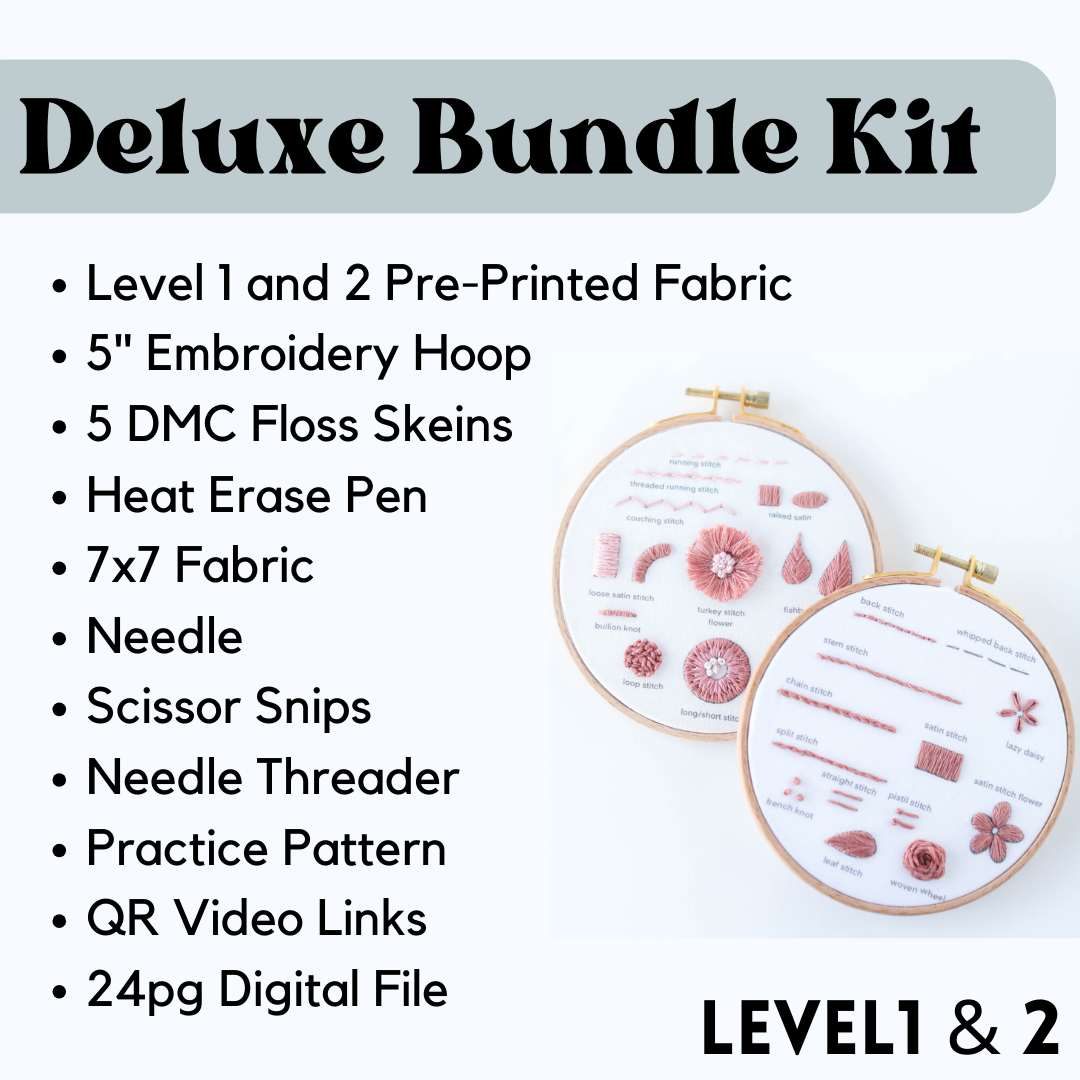 Learn to Embroider - LEVEL I - Stitch Sampler Beginner Embroidery Kit