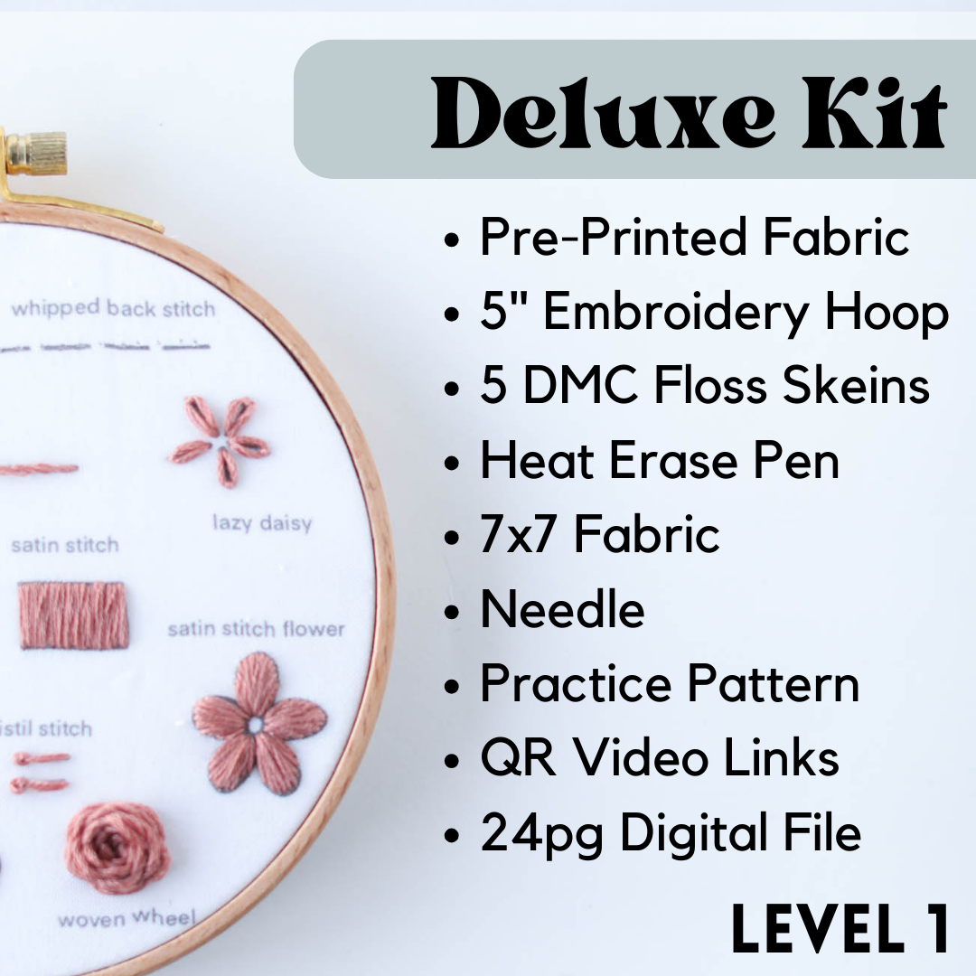 Learn to Embroider - LEVEL I - Stitch Sampler Beginner Embroidery Kit