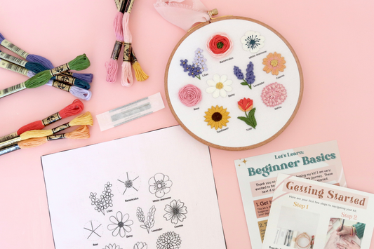 6" Flower Chart Embroidery Kit - Confident Beginner