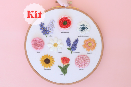 6" Flower Chart Embroidery Kit - Confident Beginner