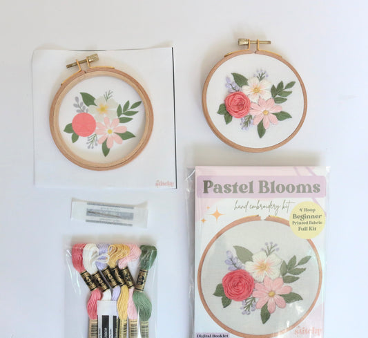 4" Pastel Blooms Embroidery Kit