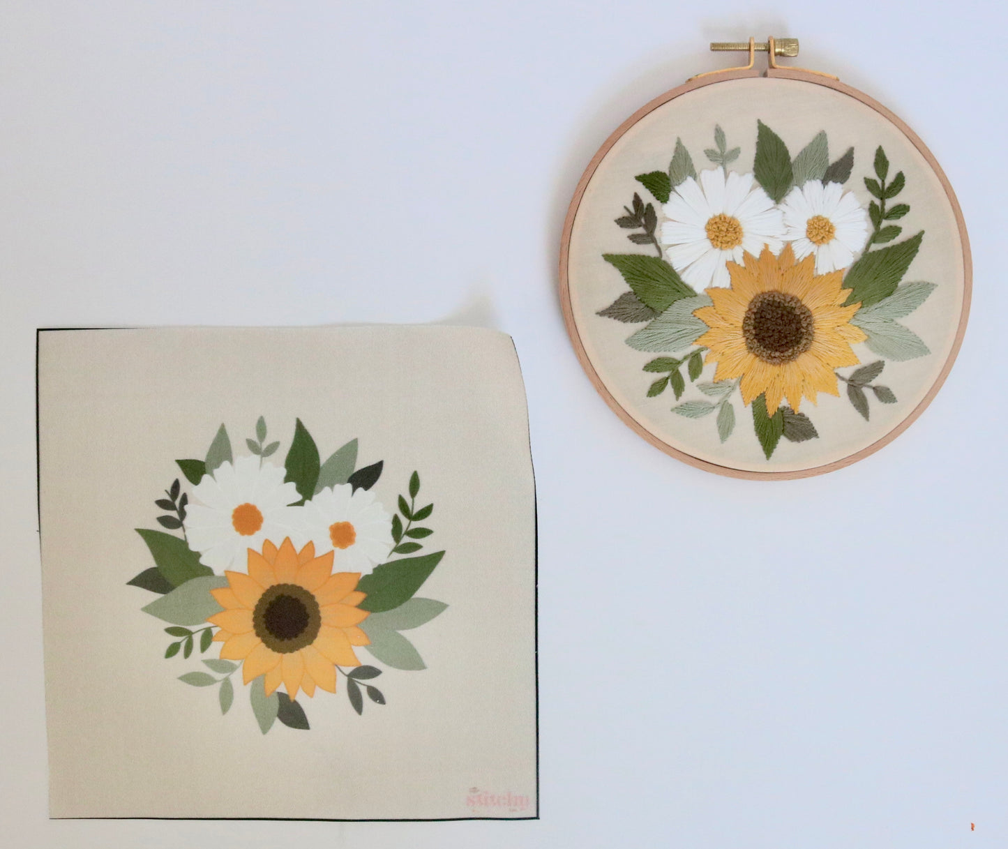 6" Sunflower and Daisies Embroidery Kit - Confident Beginner