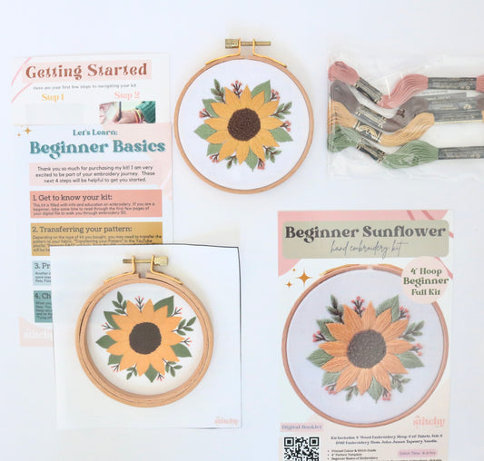4" Sunflower Embroidery Kit - Beginner