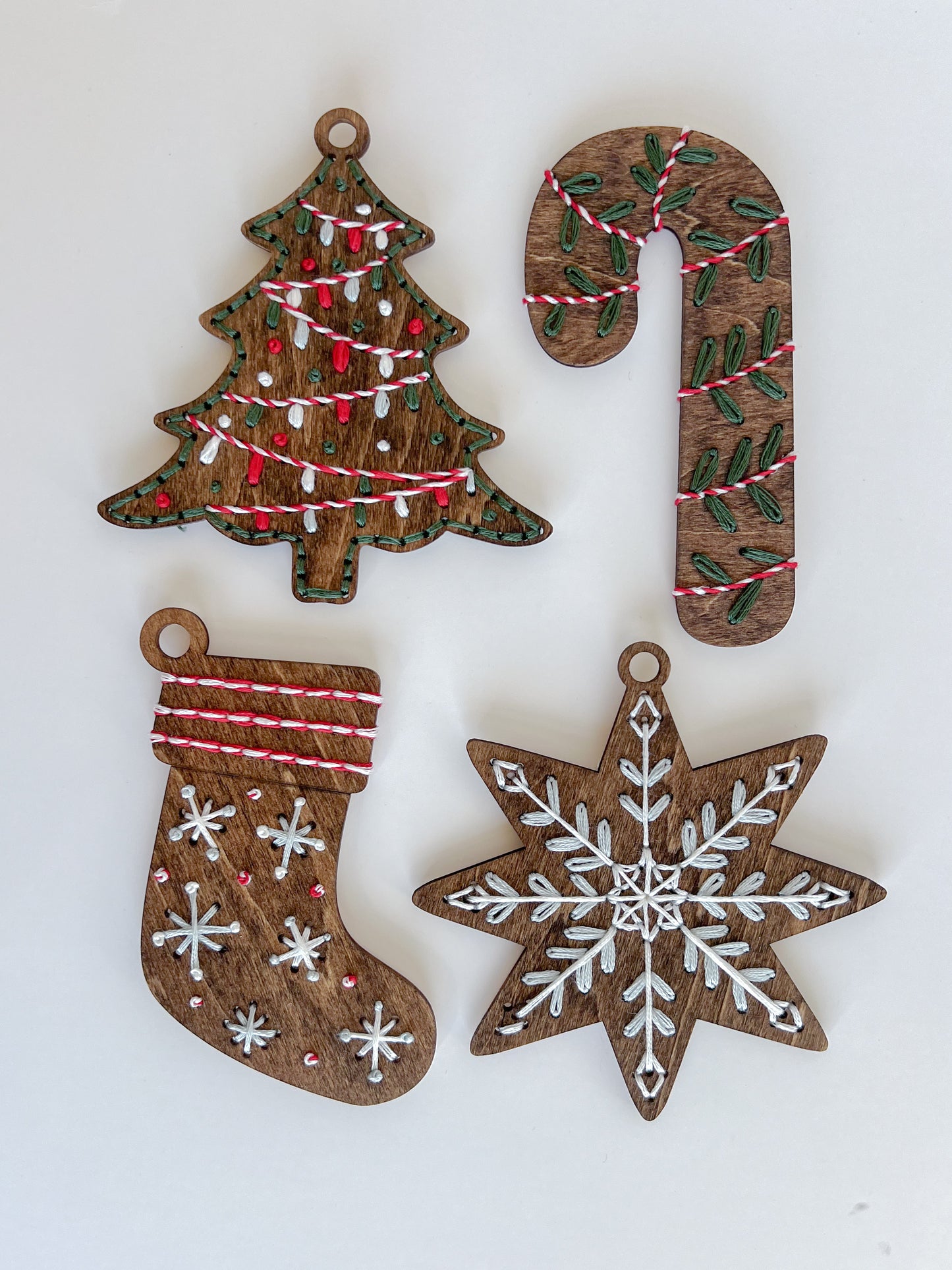 Wood Embroidery Ornament Kit - Set of 4 (2024)
