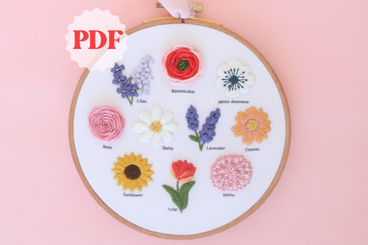 PDF 6" Flower Chart Embroidery Kit - Confident Beginner