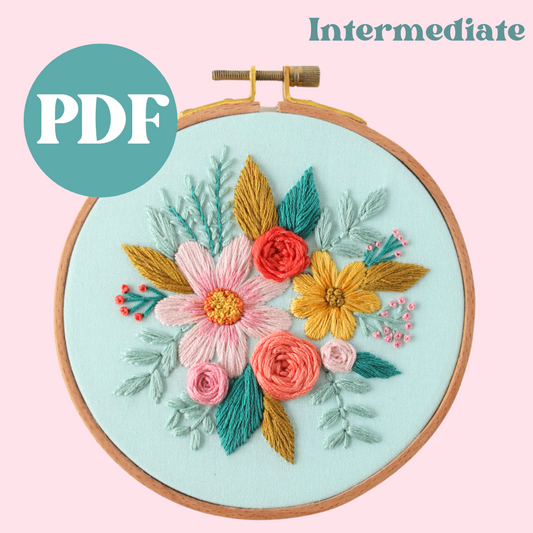 PDF 'Sea Breeze Blooms' 5” Embroidery Pattern - Intermediate