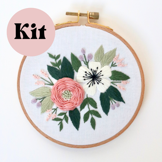 5" Pop of Pastels Floral Embroidery Kit - Confident Beginner