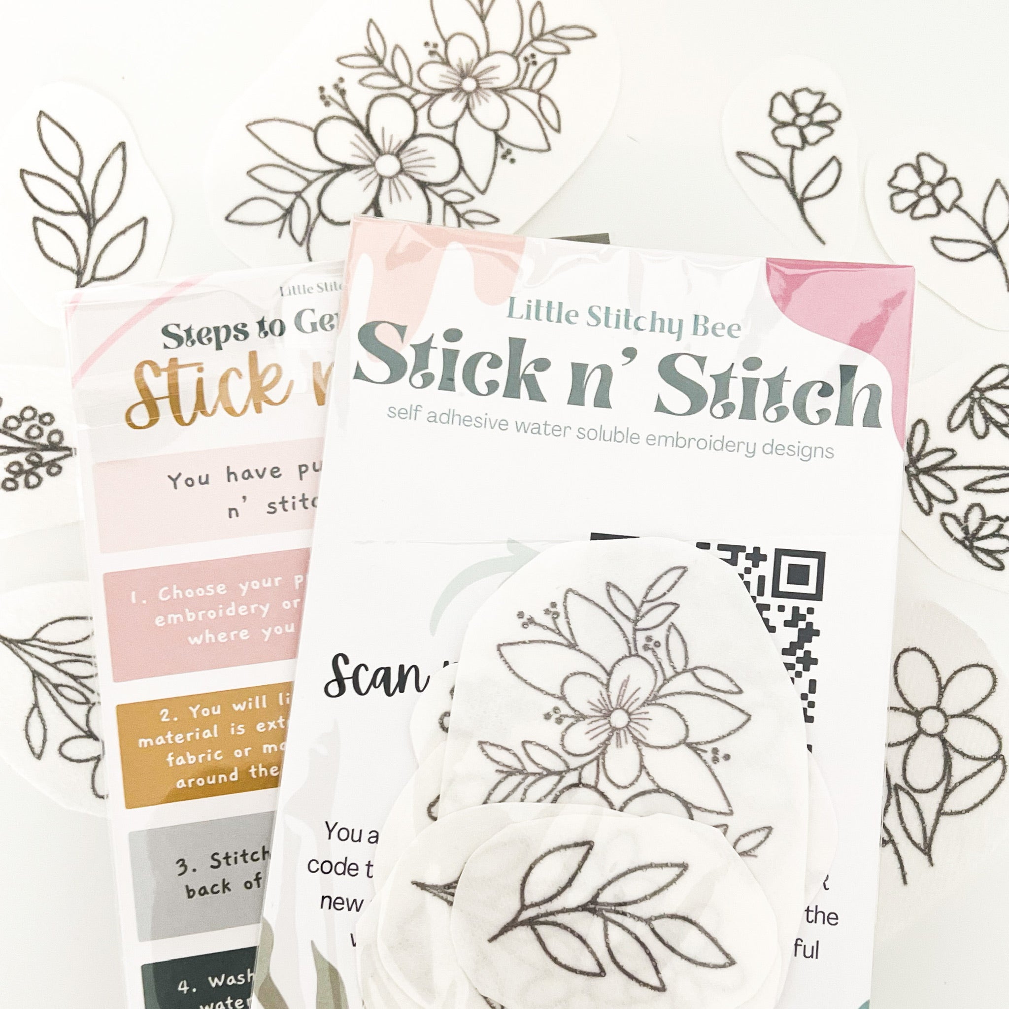 Spring Stick and Stitch Pack, Water-soluble Dissolving Stick-on Embroidery  Designs 