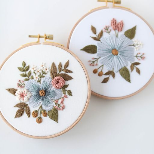 5" Periwinkle Blooms Hand Embroidery Kit - Beginner