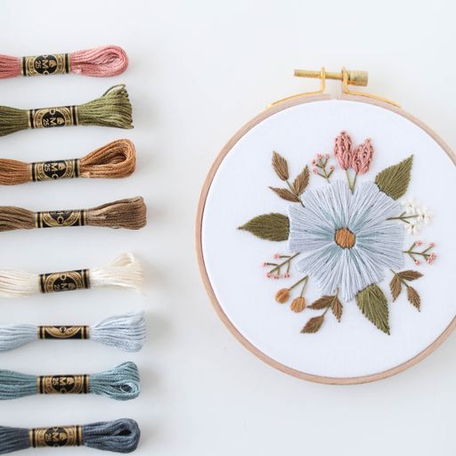 5" Periwinkle Blooms Hand Embroidery Kit - Beginner