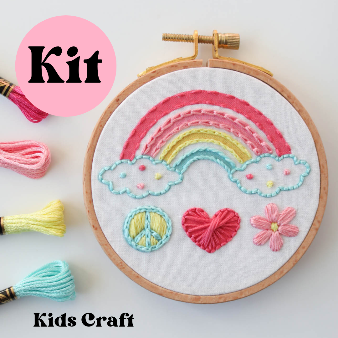 Kids Rainbow Stitch Sampler Embroidery Kit with 4" Hoop - Creative Stitching Fun for Young Crafters