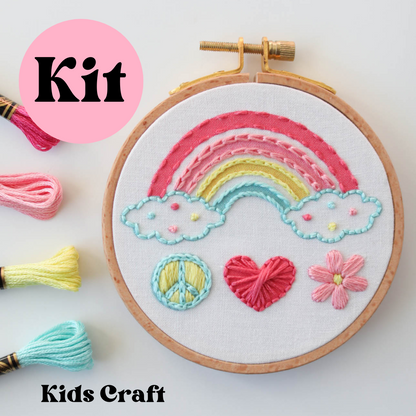Kids Rainbow Stitch Sampler Embroidery Kit with 4" Hoop - Creative Stitching Fun for Young (USA)
