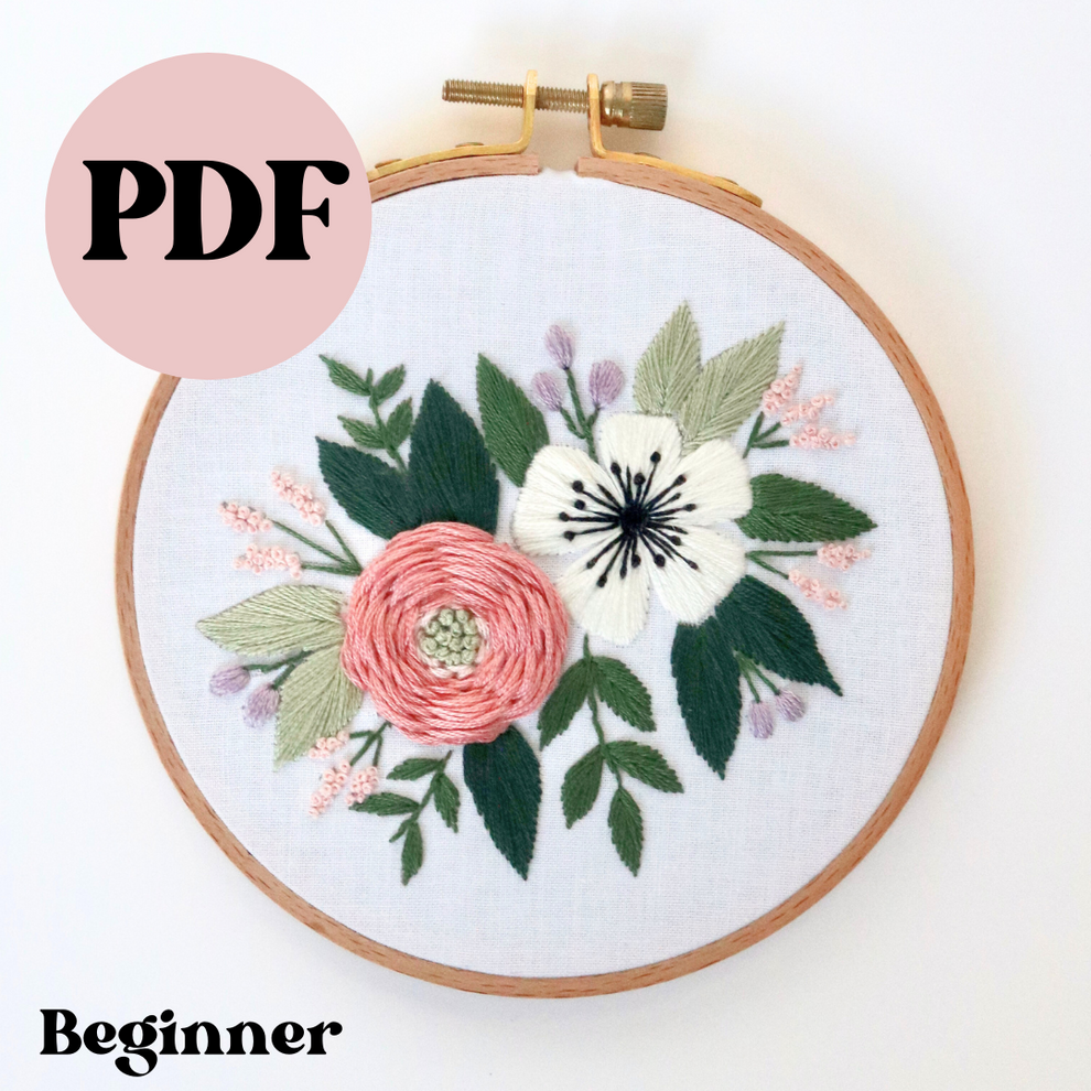 PDF 'Pop of Pastels' 5” Embroidery Pattern – Little Stitchy Bee