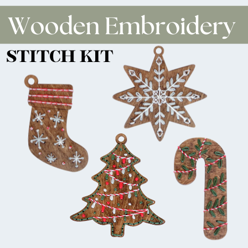 Wood Embroidery Ornament Kit - Set of 4 (2024)