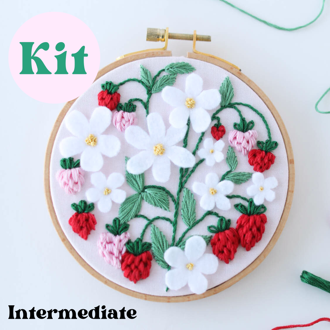 5" Strawberry Patch Embroidery Kit - Intermediate