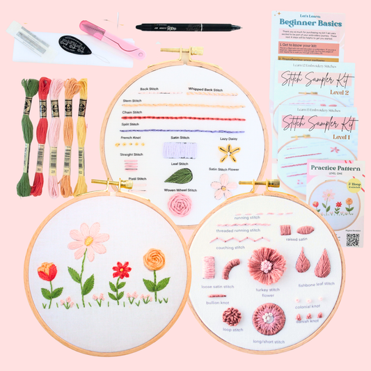 Learn to Embroider Beginners Bundle Kit - Level 1 & 2