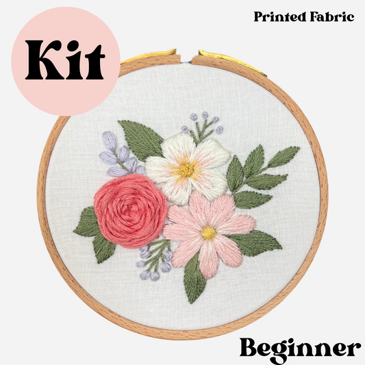 4" Pastel Blooms Embroidery Kit