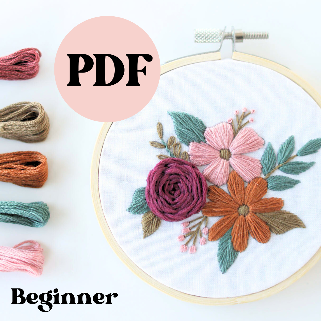 PDF Beginner January Blooms Pattern - Digital Download - Easy to Stitch