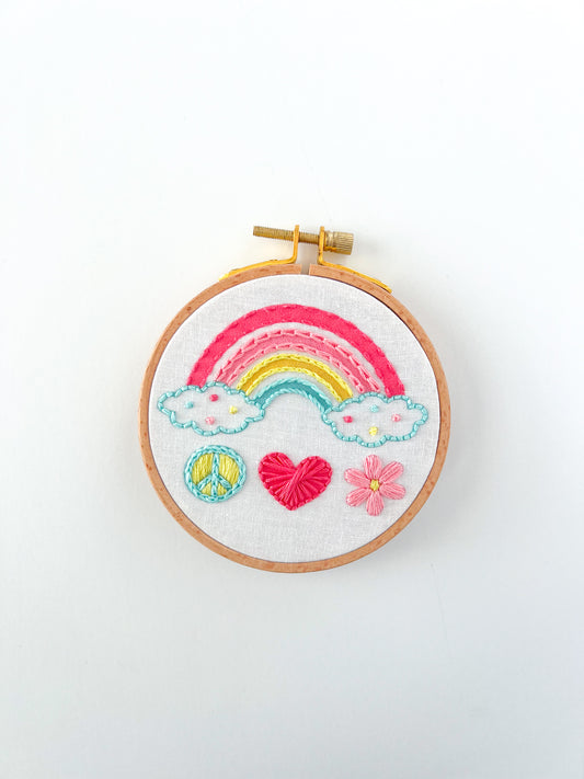 Kids Rainbow Stitch Sampler Embroidery Kit with 4" Hoop - Creative Stitching Fun for Young Crafters