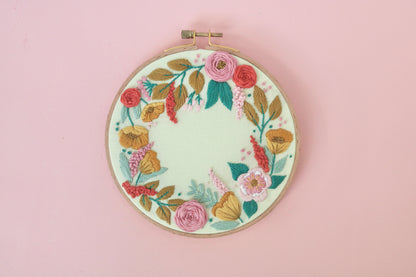 6" Poppies and Petals Floral Embroidery Kit - Beginner (USA)