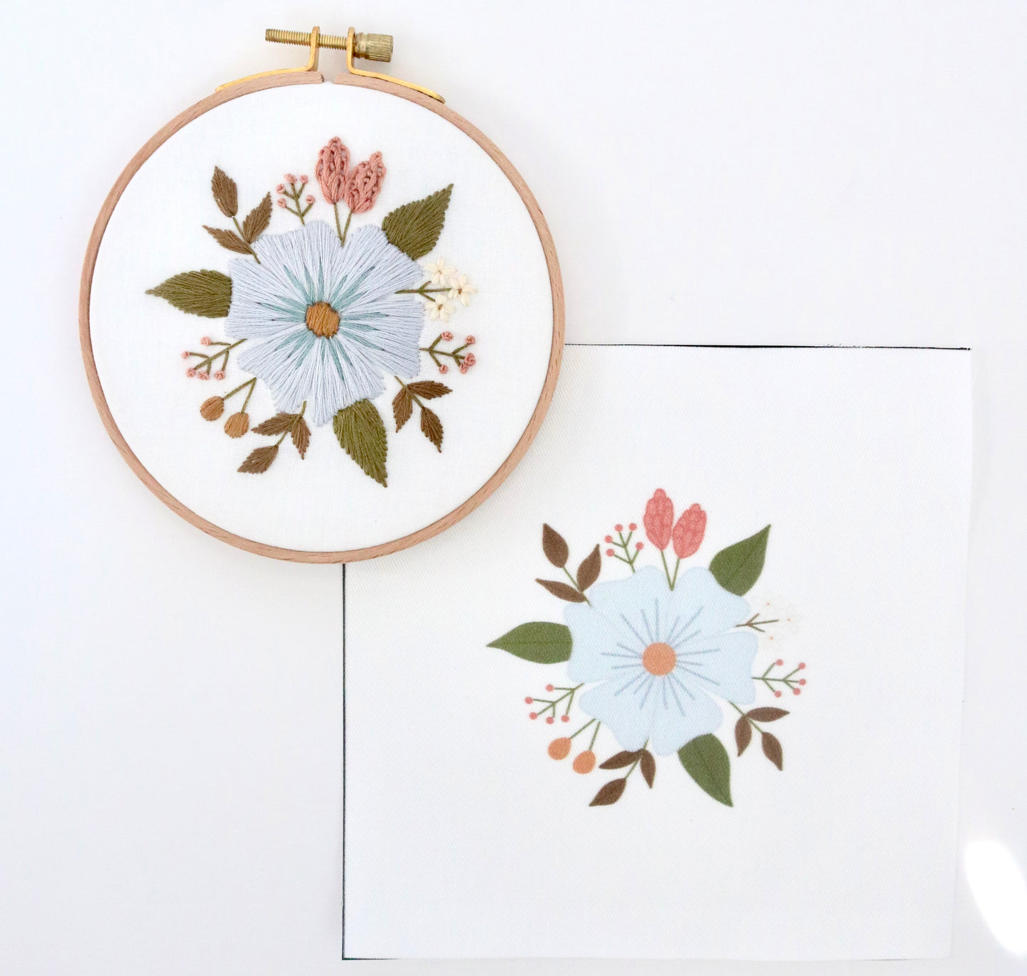 5" Periwinkle Blooms Hand Embroidery Kit - Beginner