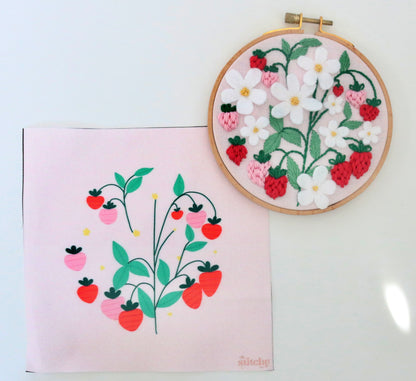 5" Strawberry Patch Embroidery Kit - Intermediate