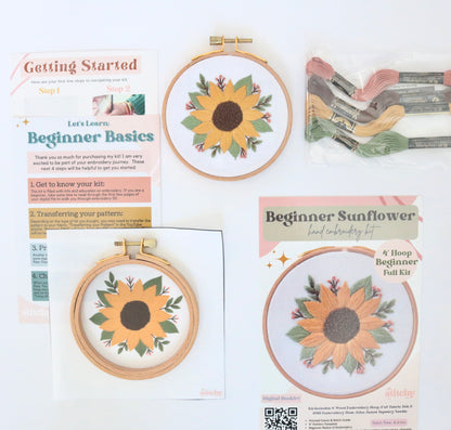 4" Sunflower Embroidery Kit - Beginner
