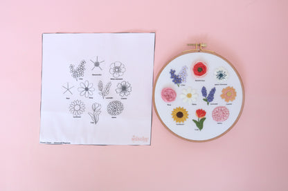 6" Flower Chart Embroidery Kit - Confident Beginner