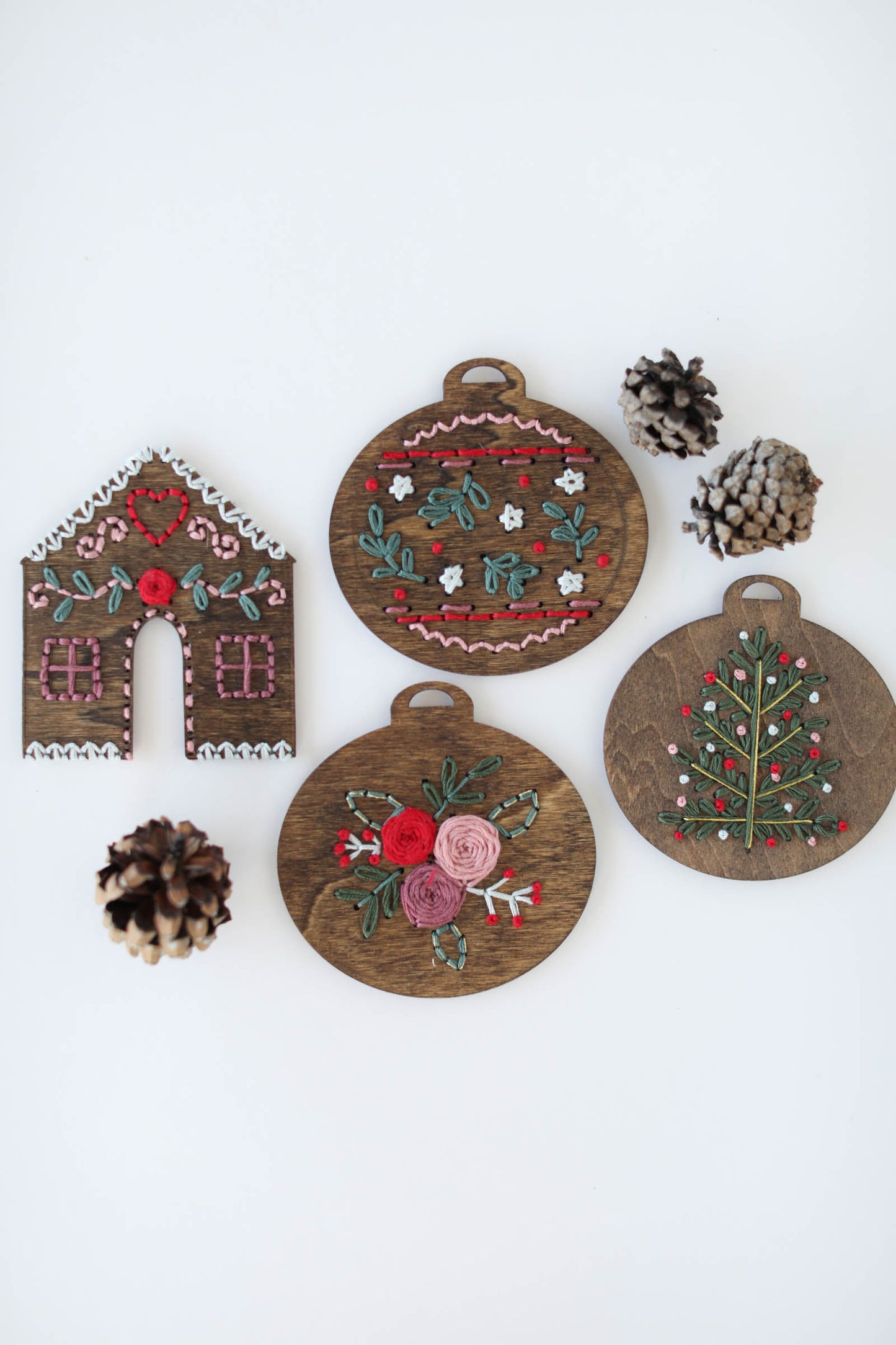 Wood Embroidery Ornament Kit - Set of 4 (2022)