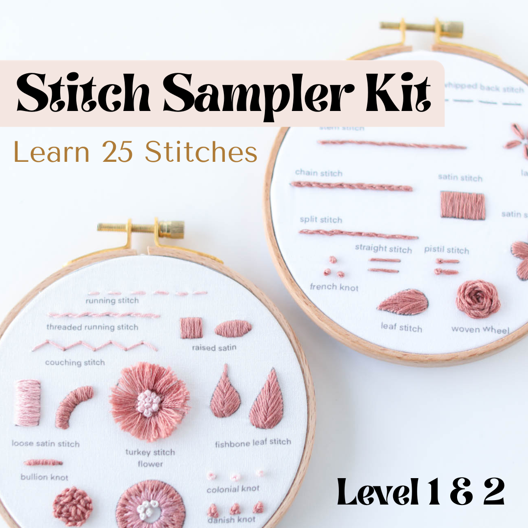 Beginners Stitch Sampler Kit - Level 1 & 2 - Learn Hand Embroidery ...