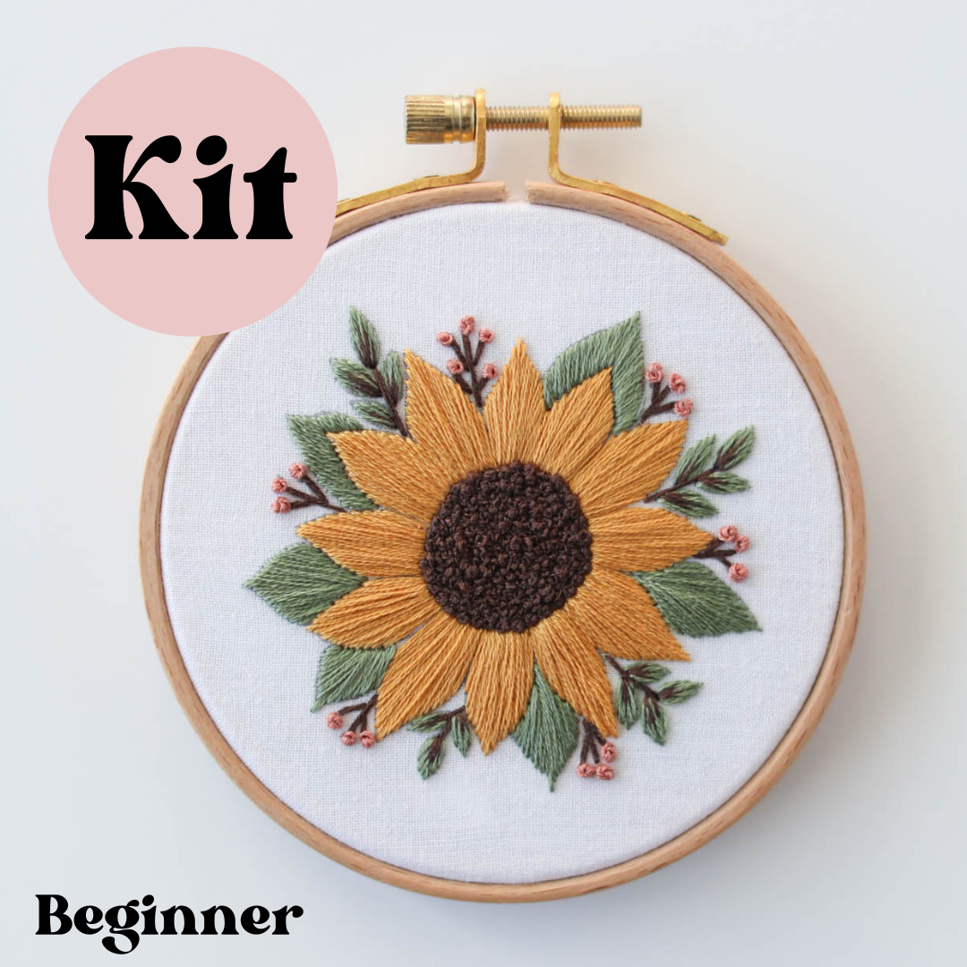 4" Sunflower Embroidery Kit - Beginner