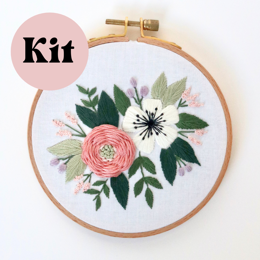 5" Pop of Pastel Floral Embroidery Kit - Confident Beginner