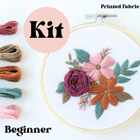 4" January Bloms Floral Hand Embroidery Kit