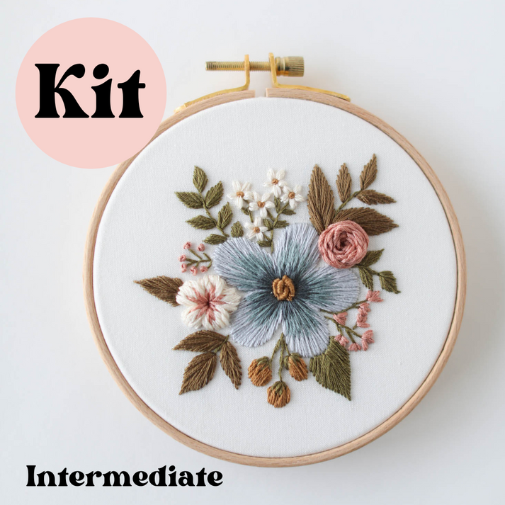 Hand Embroidery Kit - Periwinkle Lilacs in Ginger Jar main image 1