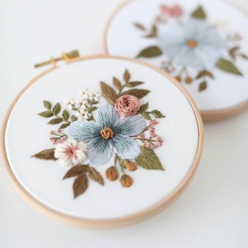Hand Embroidery Kit - Periwinkle Lilacs in Ginger Jar