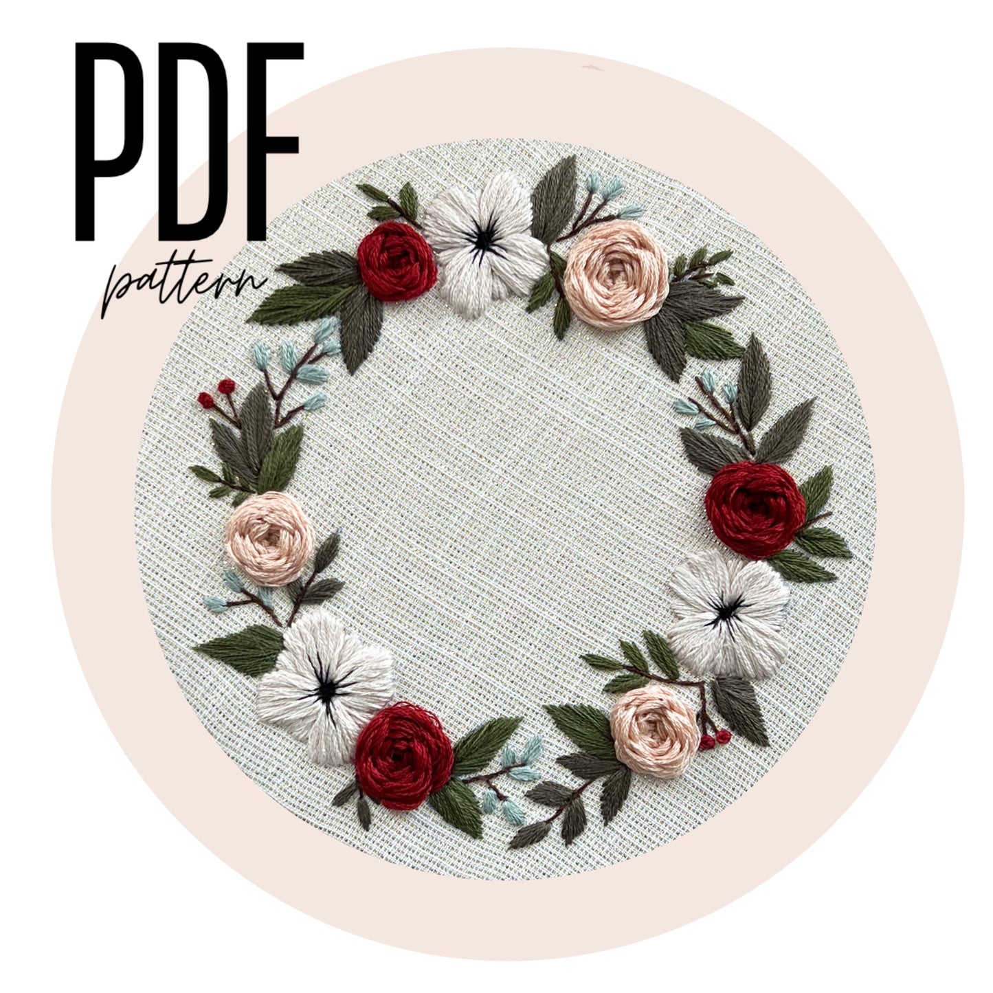 PDF 'Winter Roses' Customizable Embroidery Pattern – Little Stitchy Bee